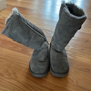 Ugg grey button up suede